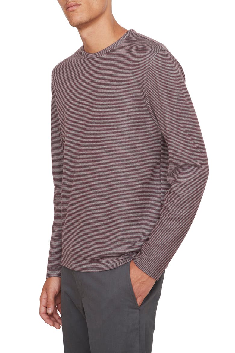 Double Stripe Long Sleeve T-Shirt, Alternate, color, MED H GREY/ BEET ROOT