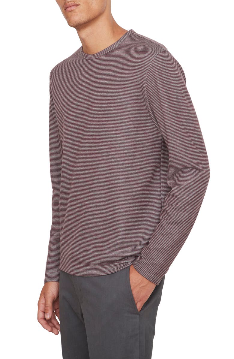 Vince Double Stripe Long Sleeve T-Shirt, Alternate, color, Med H Grey/ Beet Root