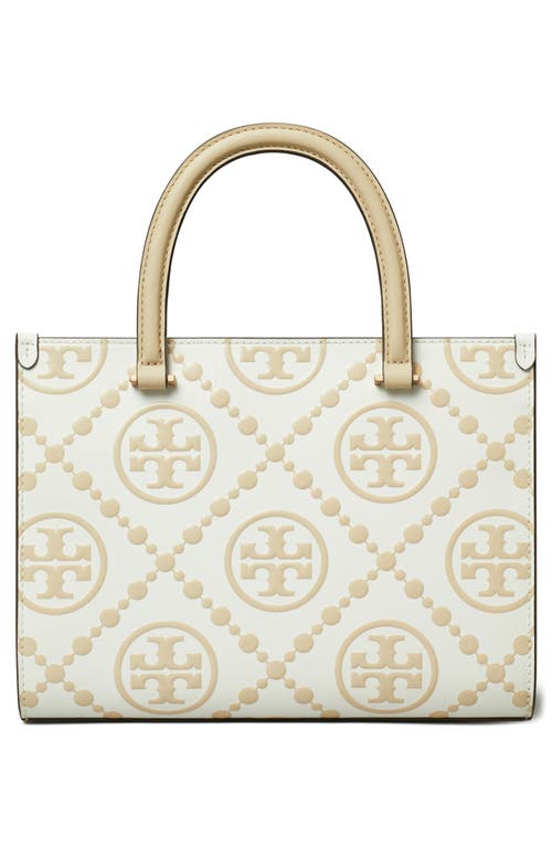 Tory Burch T Monogram Contrast Embossed Tote In Beige