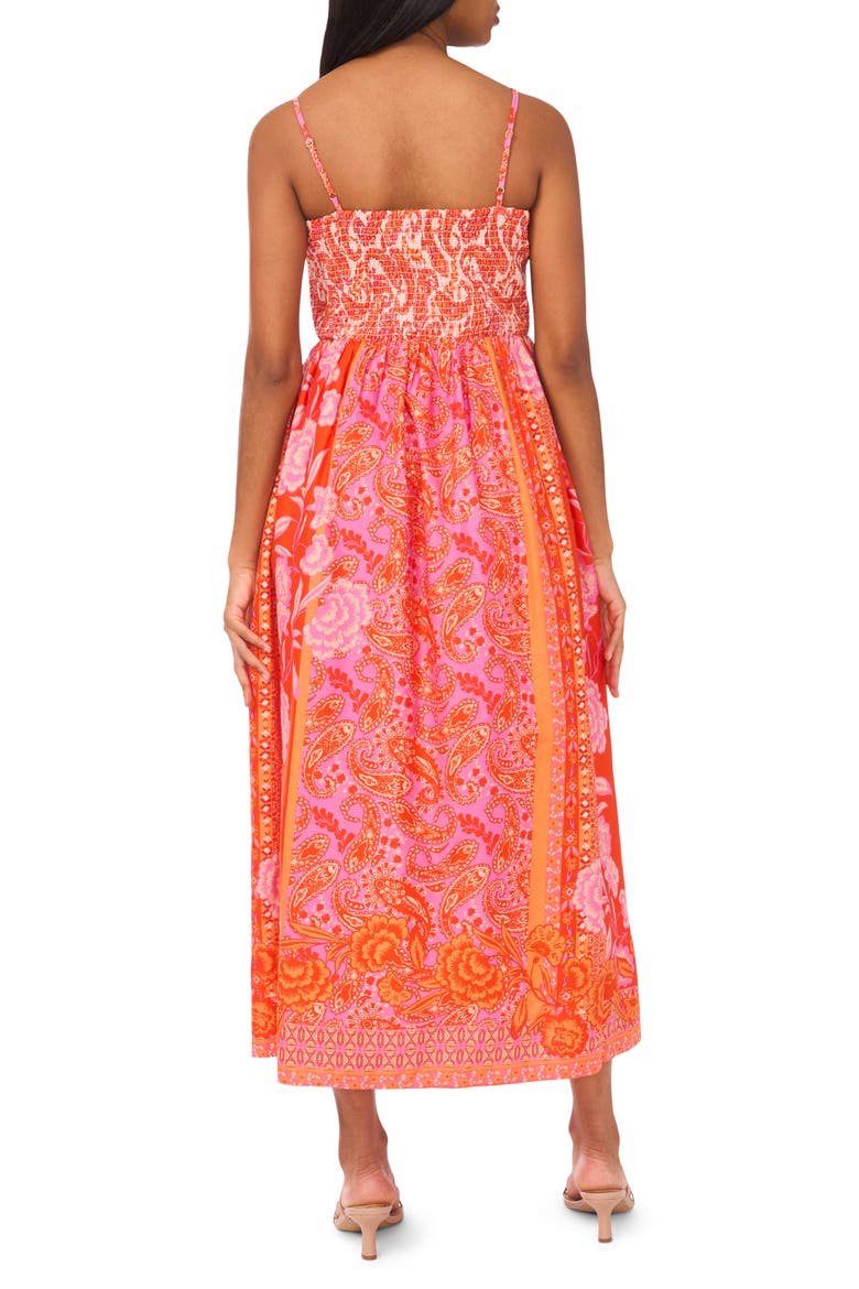 Floral Paisley Smocked Cotton Sundress, Alternate, color, PINK MULTI