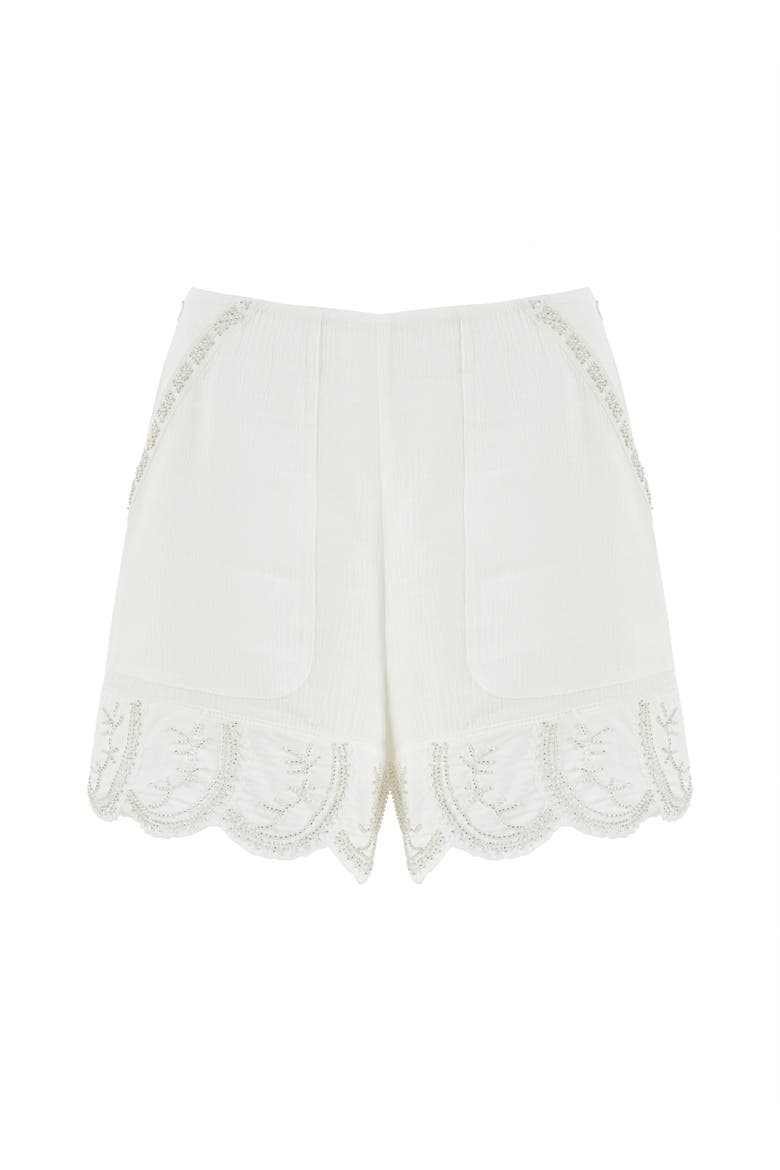 Stone Detailed Shorts, Alternate, color, White