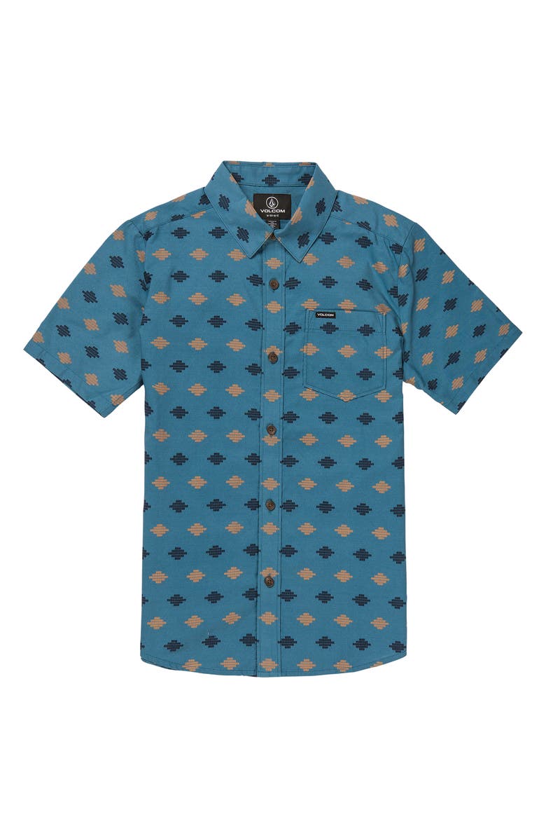 Volcom Kids' Stackstone Short Sleeve Button-Up Shirt, Main, color,