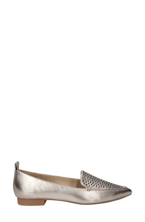Bella Vita Alessi Perforated Pointed Toe Flat In Champagne Leather