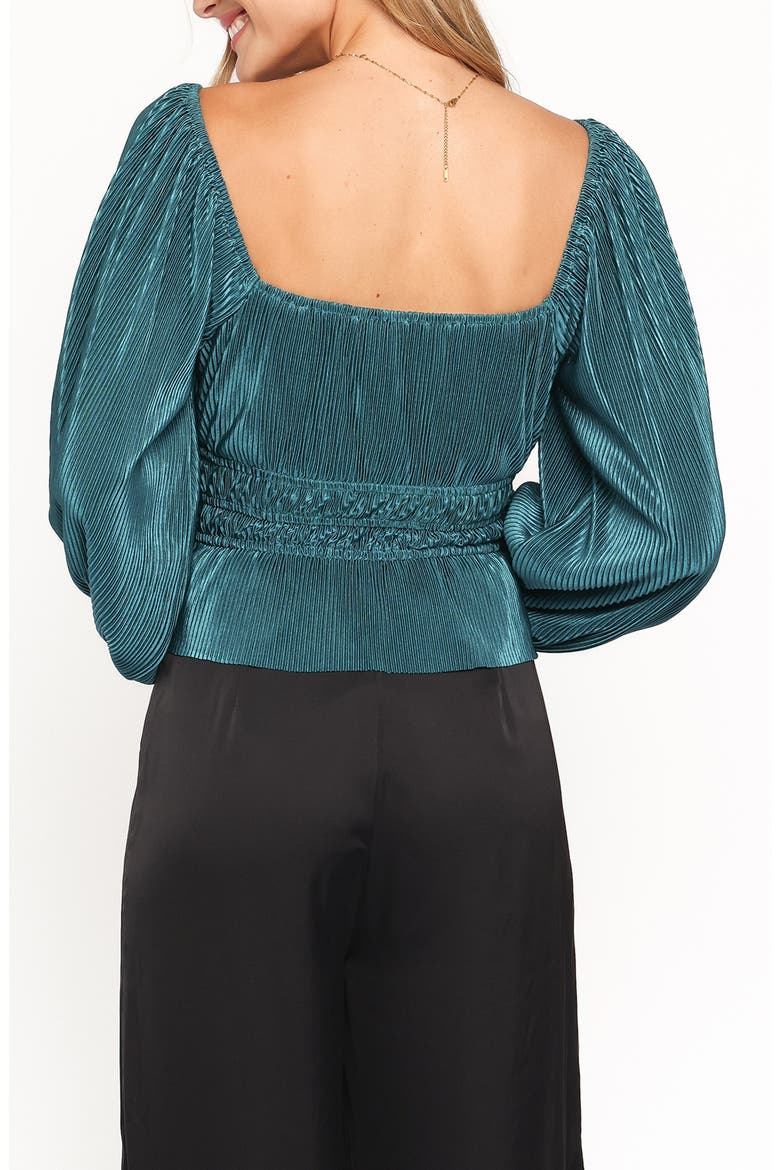 Ceppia Plissé Long Sleeve Top, Alternate, color, GREEN