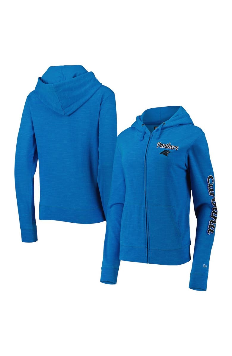New Era Women's New Era Blue Carolina Panthers Reverse Space-Dye Full-Zip Hoodie, Main, color, 