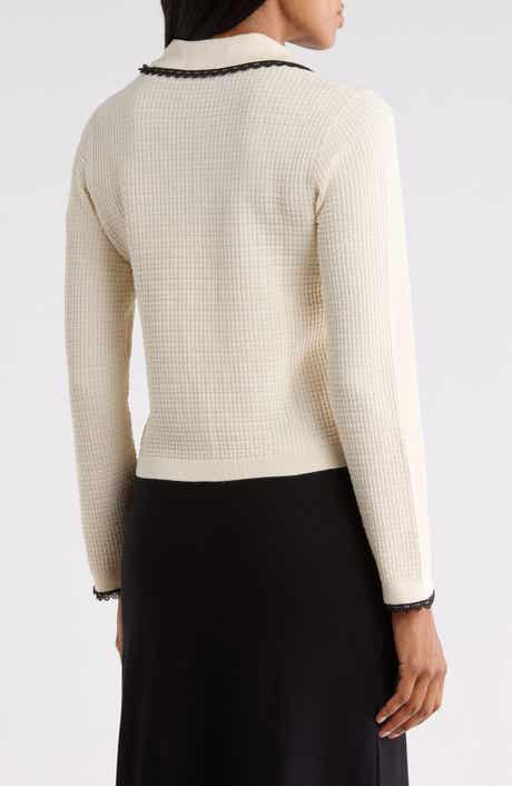 Floral Applique Mock Neck Short Sleeve Sweater