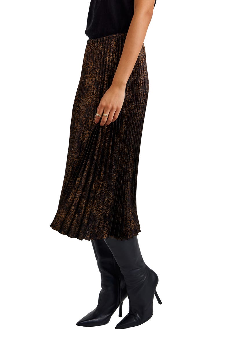 Metallic Leopard Print Pleated Skirt, Alternate, color, MICRO LEOPARD