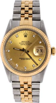 Pre-Owned Rolex Oyster Perpetual Datejust Automatic Watch Stainless Steel and Yellow Gold with Diamond Markers 36