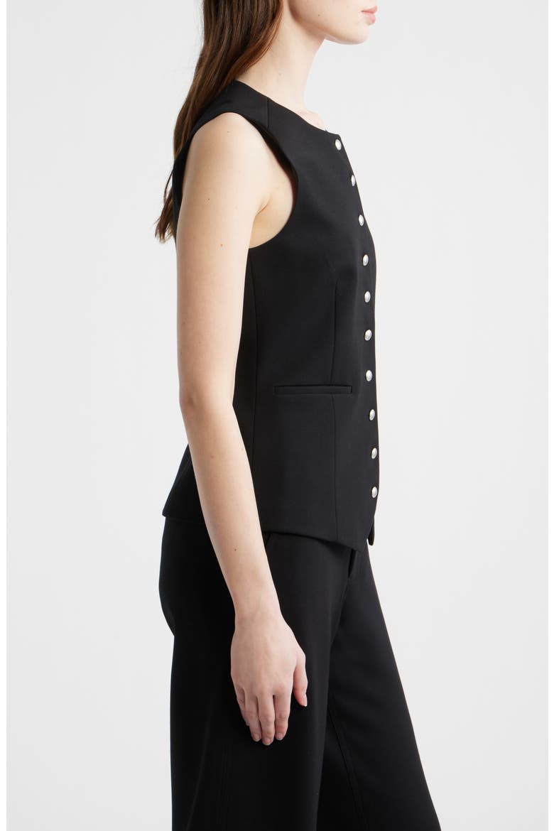 Irina Ponte Knit Longline Vest, Alternate, color, BLACK