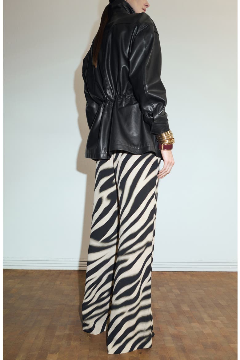 Zebra Print Straight Leg Pants, Alternate, color, BLACK