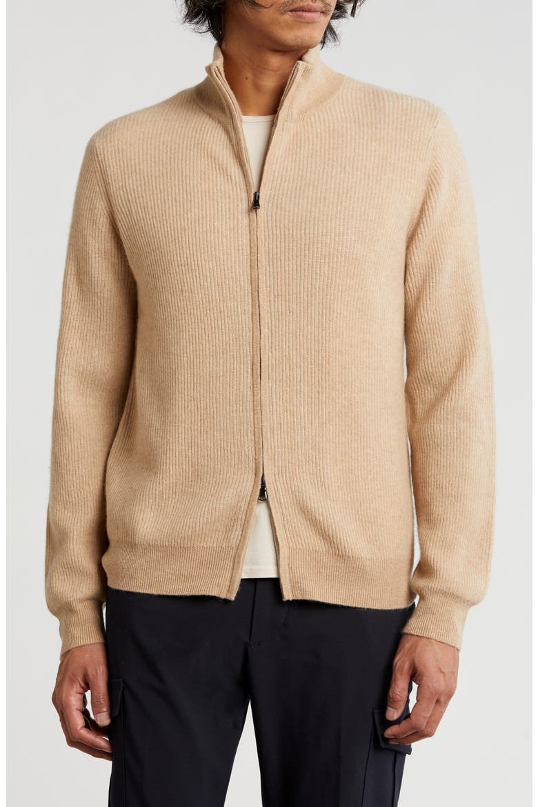 Rib Cashmere Zip Jacket, Main, color, CAMBG