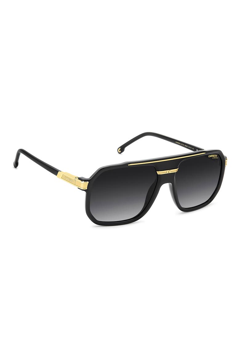 60mm Rectangular Flat Top Sunglasses, Alternate, color, BLACK GOLD/ DARK GREY SF
