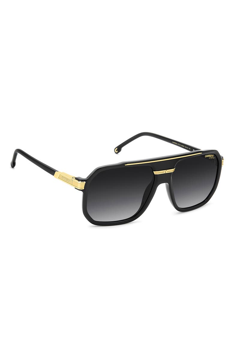 Carrera Eyewear 60mm Rectangular Flat Top Sunglasses, Alternate, color, Black Gold/ Dark Grey Sf