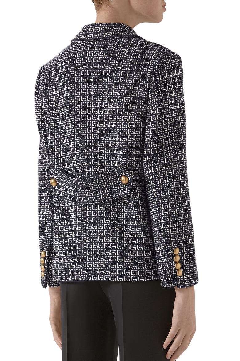 Square G-Logo Wool Blend Jacket, Alternate, color, BLUE/ IVORY