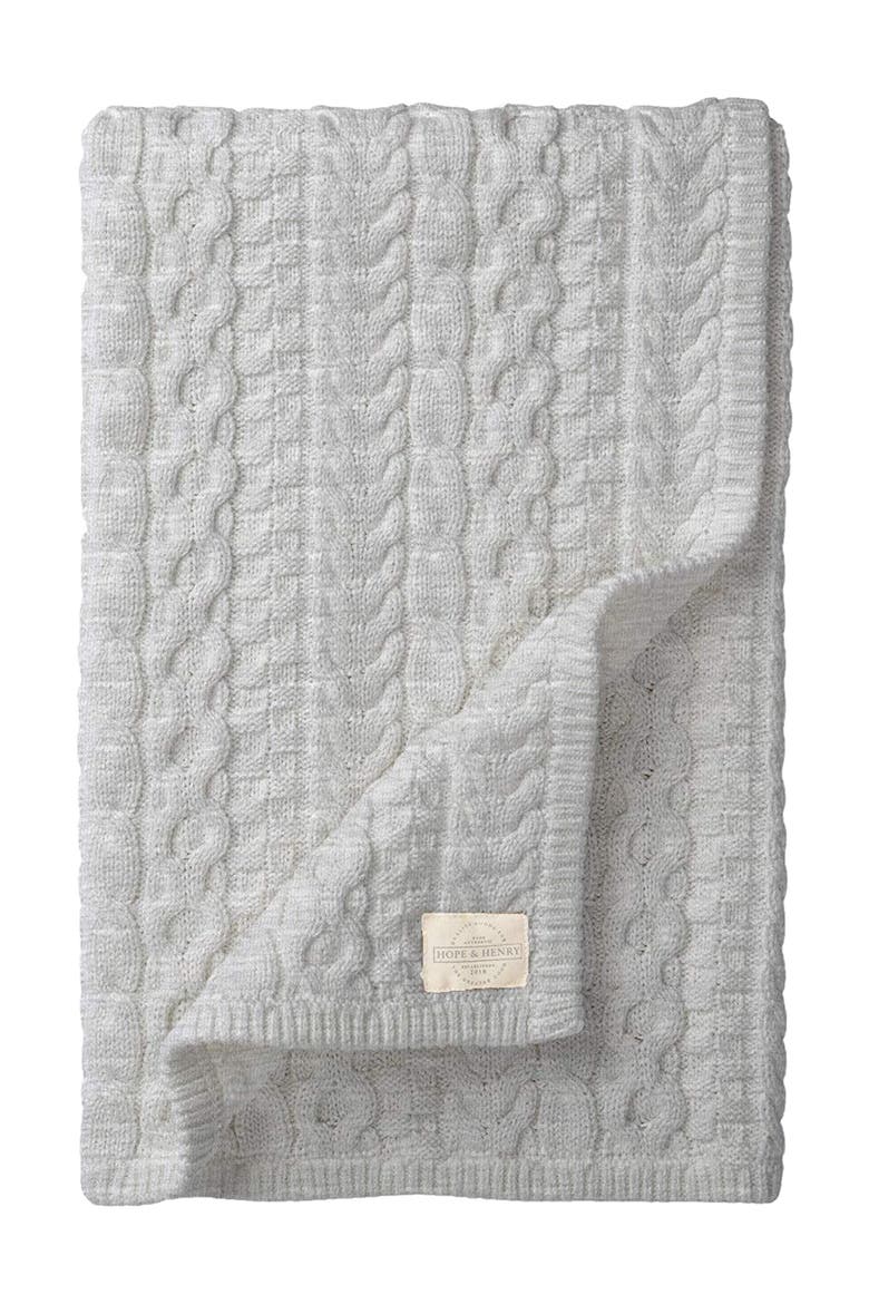 Baby Cable Knit Blanket, Unisex, Main, color, Gray Heather