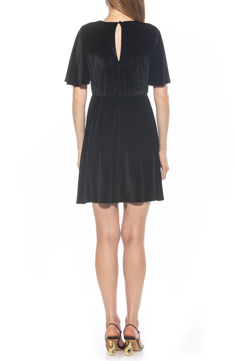 Alexia Admor Oakless Velvet Flutter Sleeve Fit & Flare Dress, Alternate, color, Black