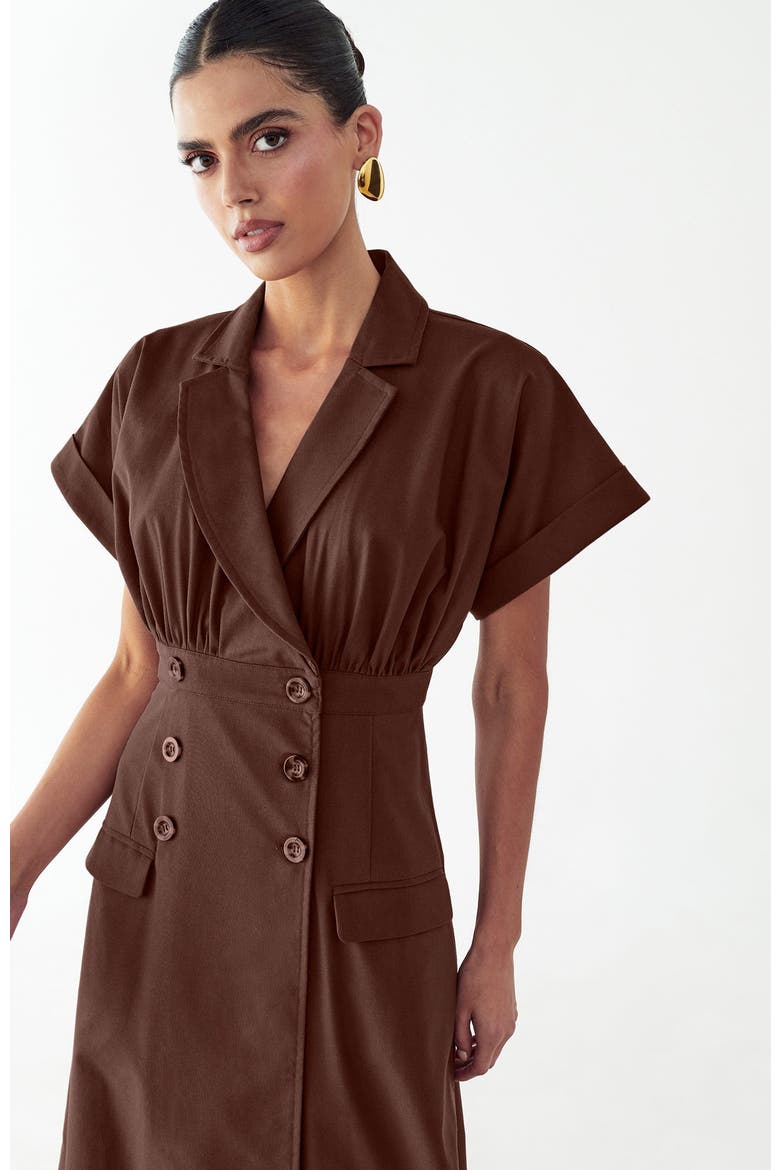 Elsie Midi Dress, Alternate, color, Chocolate