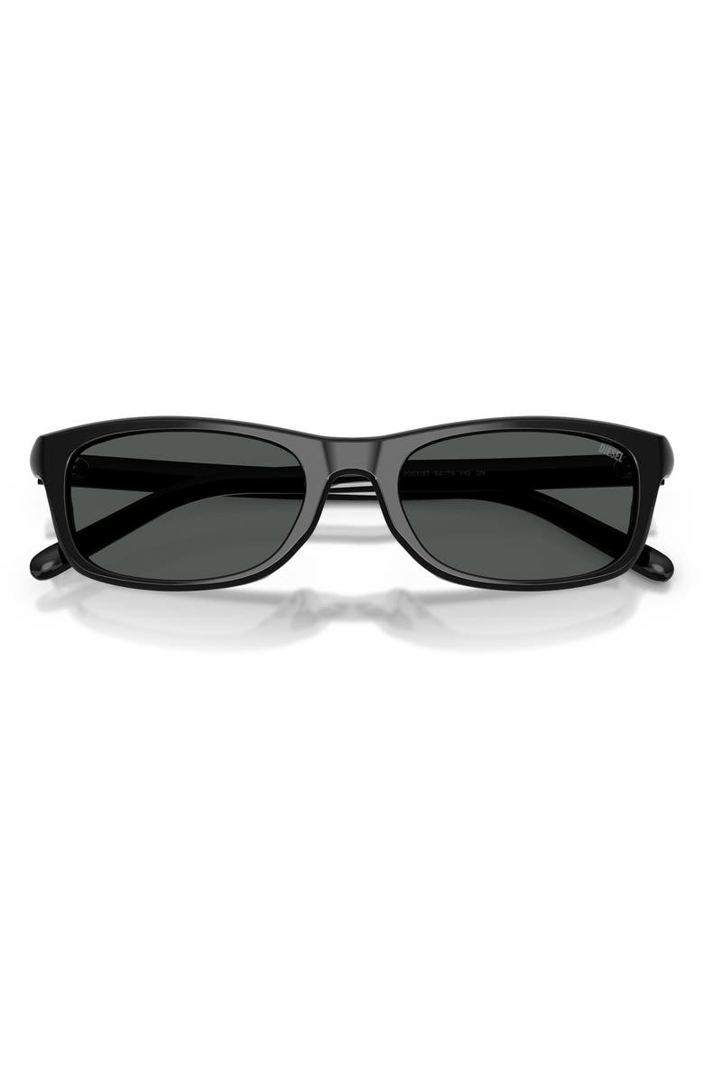 DIESEL<sup>®</sup> 54mm Rectangular Sunglasses, Alternate, color, Solid Black / Solid Black