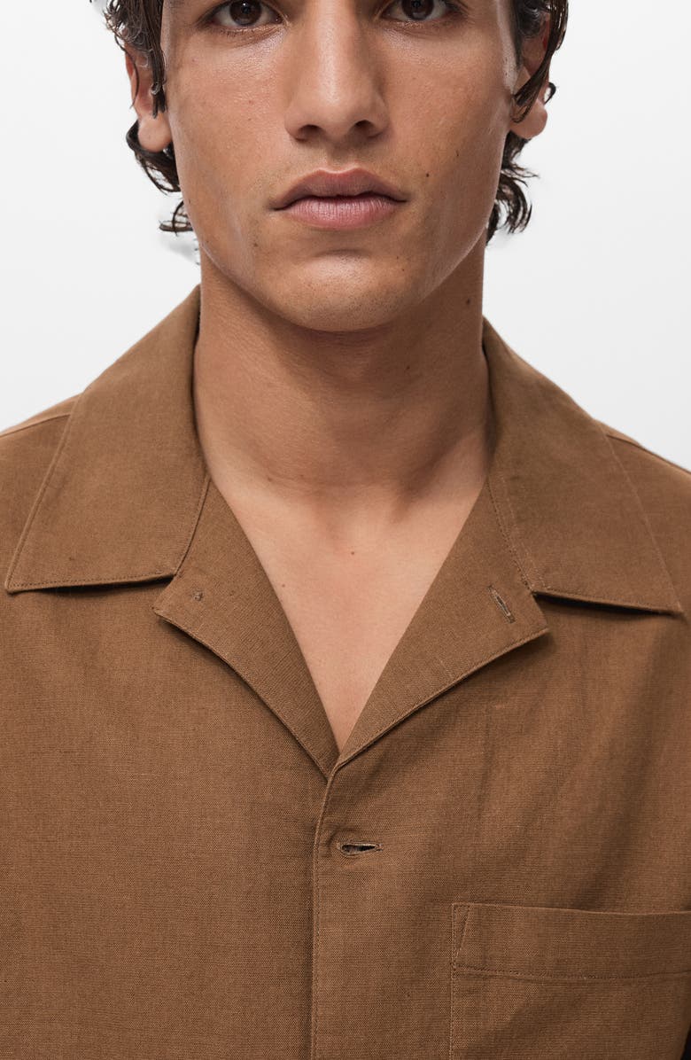 MANGO Oversize Cotton & Linen Camp Shirt, Alternate, color, 
