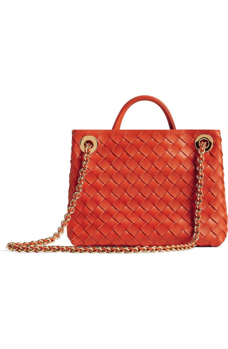 Bottega Veneta Small Andiamo Chain Leather Shoulder Bag, Alternate, color, Orange-Brass