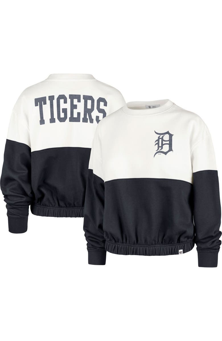 '47 Women's '47 White/Navy Detroit Tigers Take Two Bonita Pullover Sweatshirt, Alternate, color, 