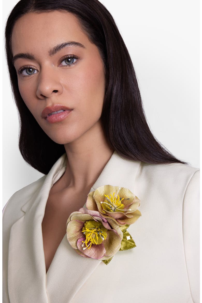 The Hellebore Floral Brooch, Alternate, color, Yellow