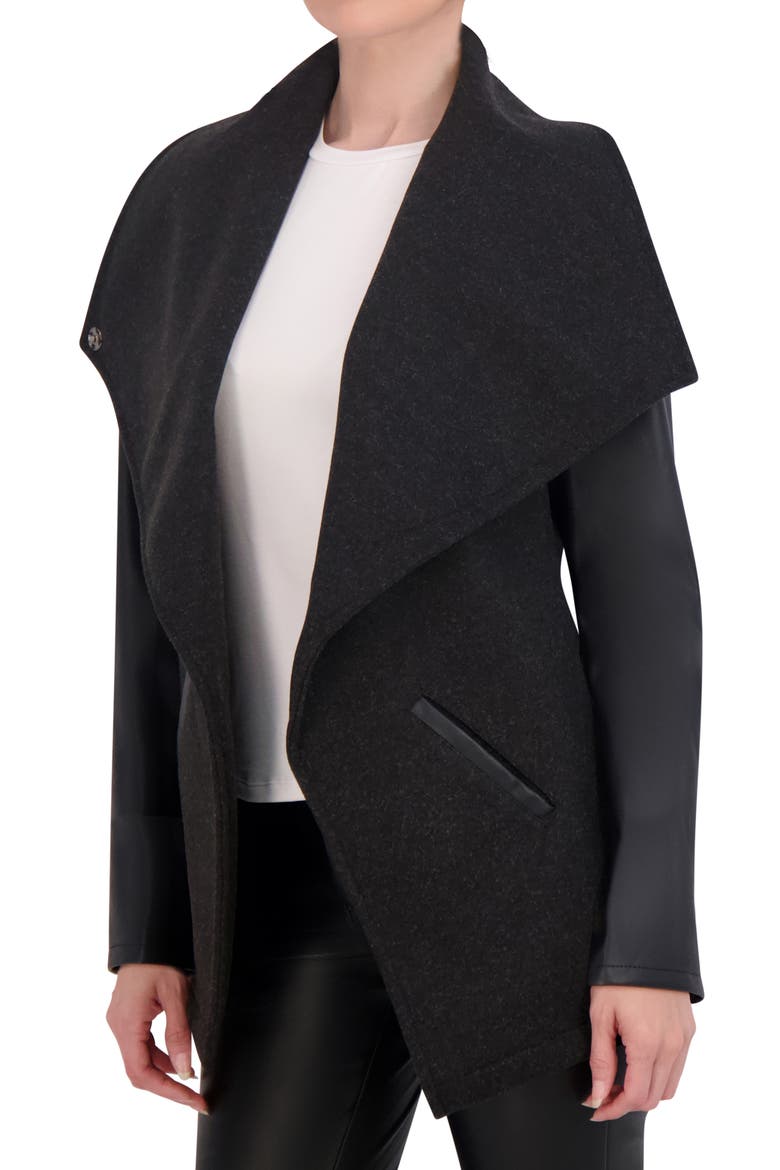Faux Wool Drape Jacket, Alternate, color, DARK CHARCOAL
