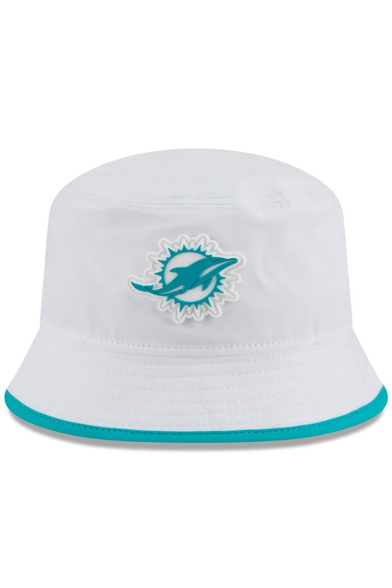 Men's New Era  White Miami Dolphins 2025 NFL Training Camp Stretch Bucket Hat, Alternate, color, White