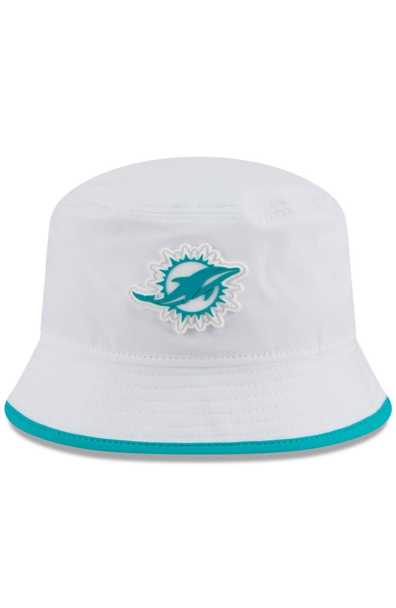 New Era Men's New Era White Miami Dolphins 2025 NFL Training Camp Stretch Bucket Hat, Alternate, color, White
