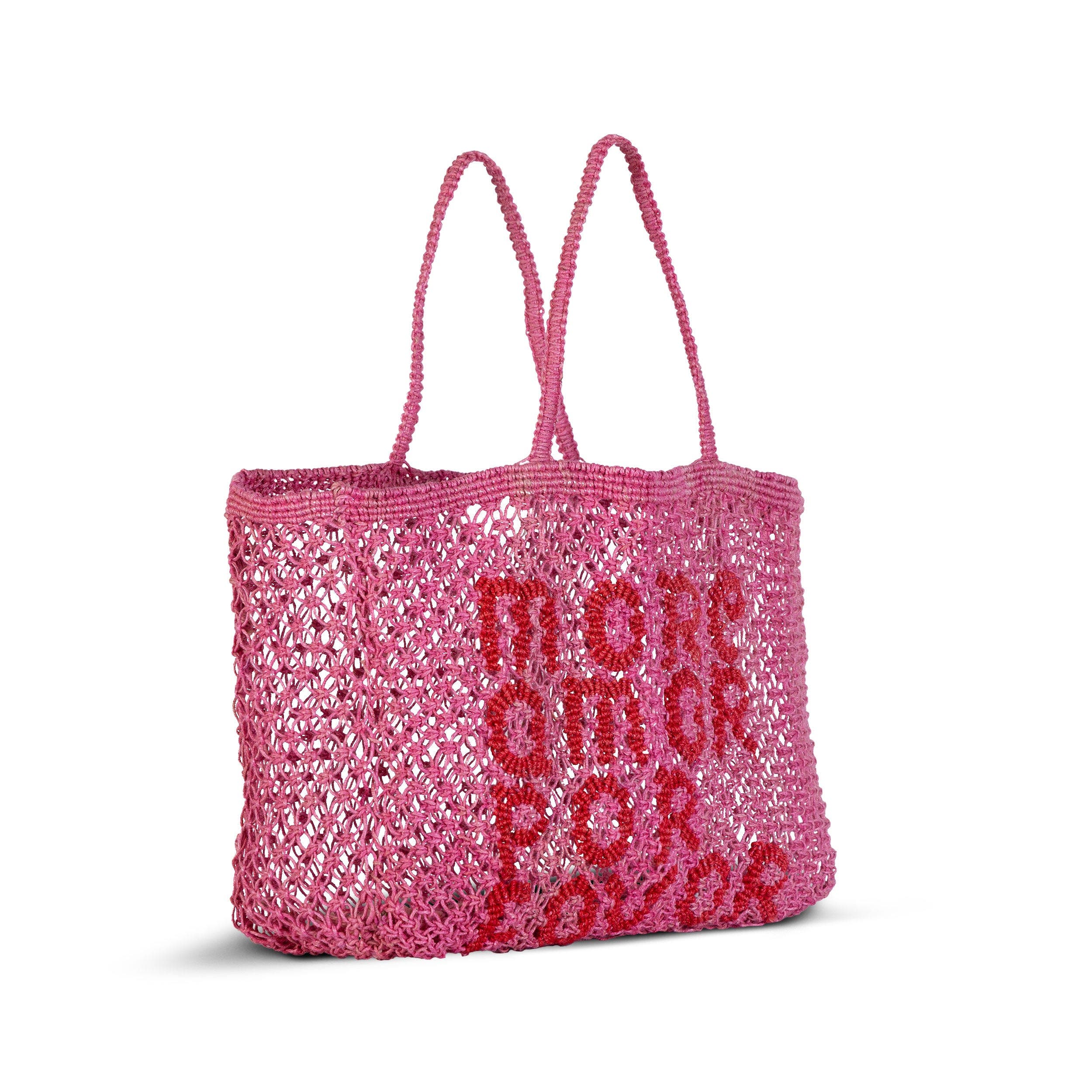 Tin Marin More Amor Por Favor Woven Jute Tote, Alternate, color, Pink