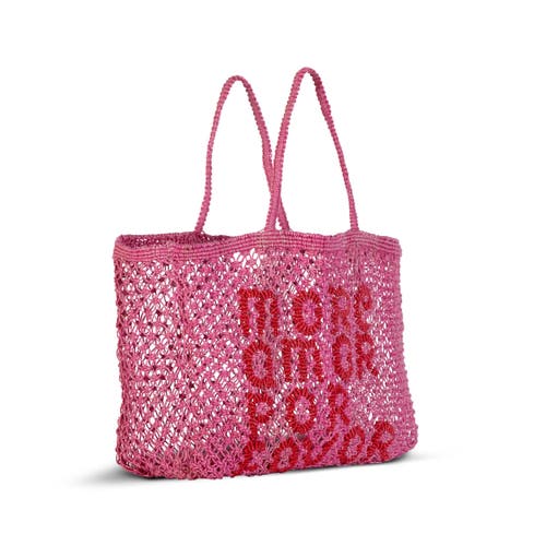 Tin Marin More Amor Por Favor Woven Jute Tote In Pink