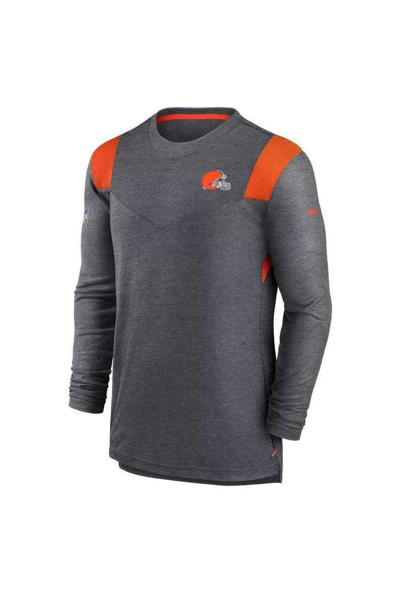 Men's Nike Charcoal Cleveland Browns Sideline Tonal Logo Performance Player Long Sleeve T-Shirt, Alternate, color, Charcoal