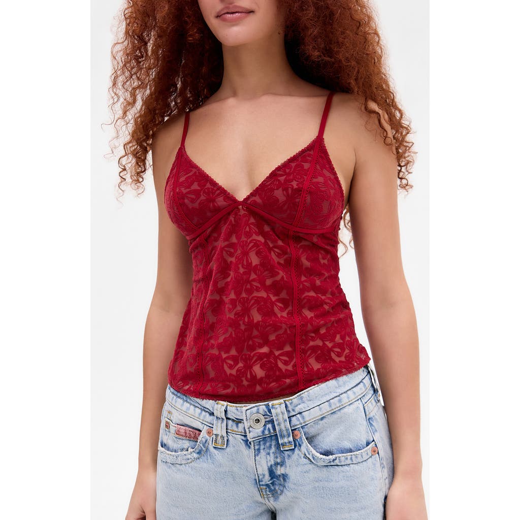 Bdg Urban Outfitters Je'taime Flocked Velvet Camisole In Red