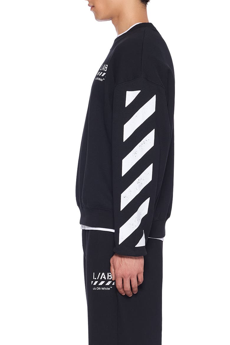 Diagonal Stripe Logo Cotton French Terry Graphic Sweatshirt, Alternate, color, BLACK