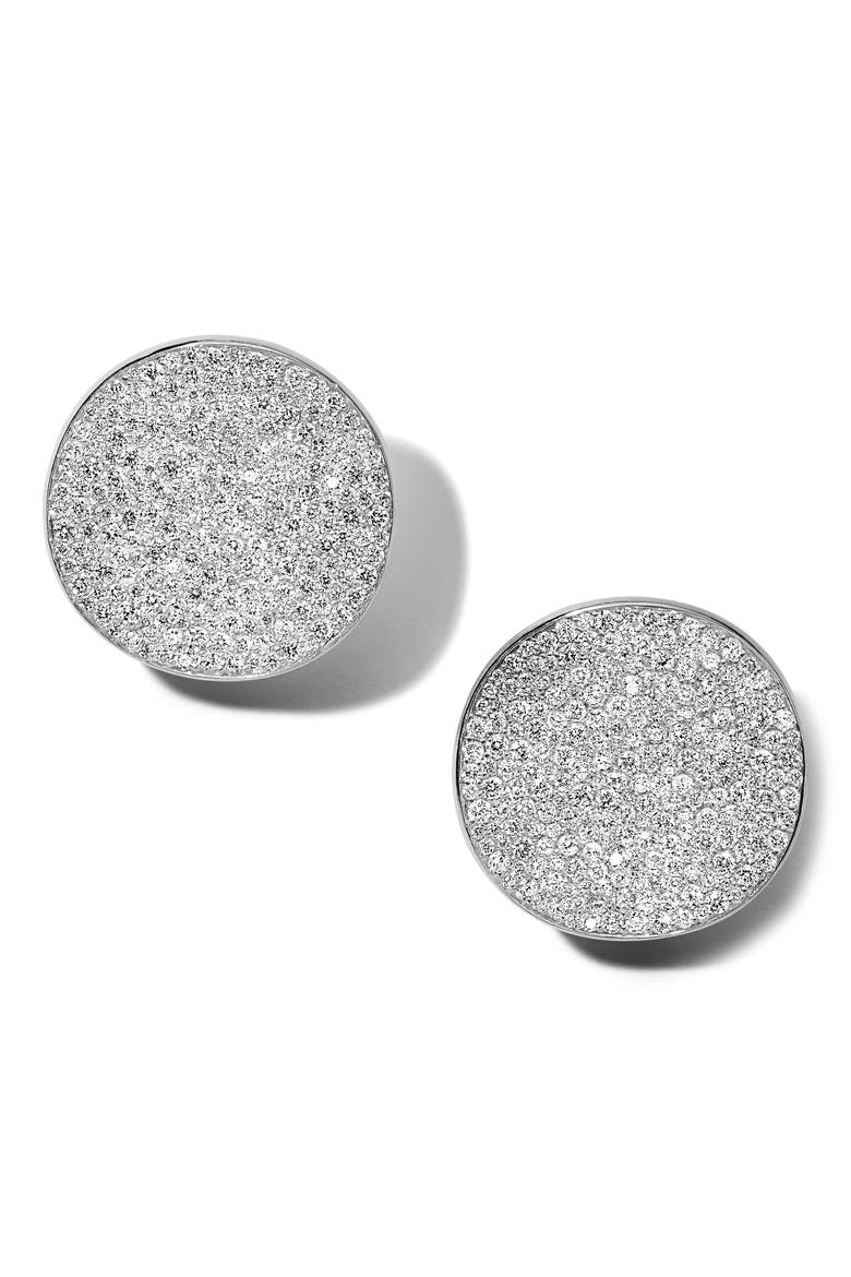 Stardust Large Flower Diamond Disc Stud Earrings, Main, color, SILVER