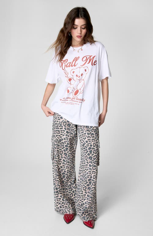 Nasty Gal Call Me Teddy Oversize Graphic T-shirt In White