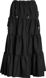 Noir Kei Ninomiya Tiered Wool Gabardine Maxi Skirt