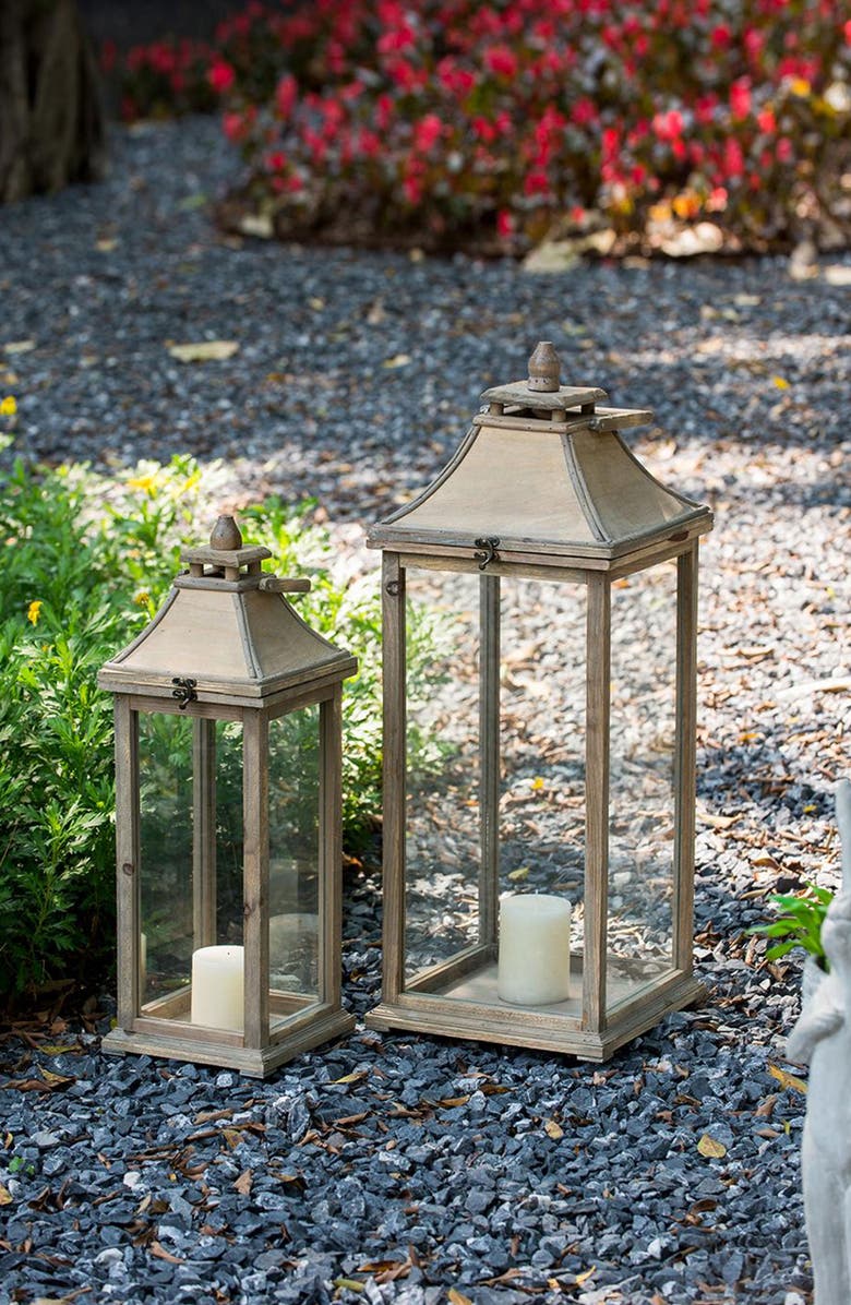 A & B Home Set of Two Ivona Garden Candle Lantern, Alternate, color, Ivory