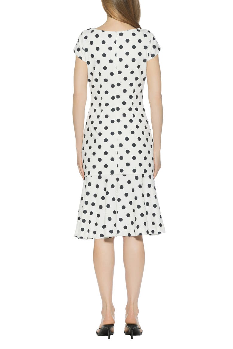 Renata Cap Sleeve Handkerchief Hem Knit Dress, Alternate, color, IVORY POLKA