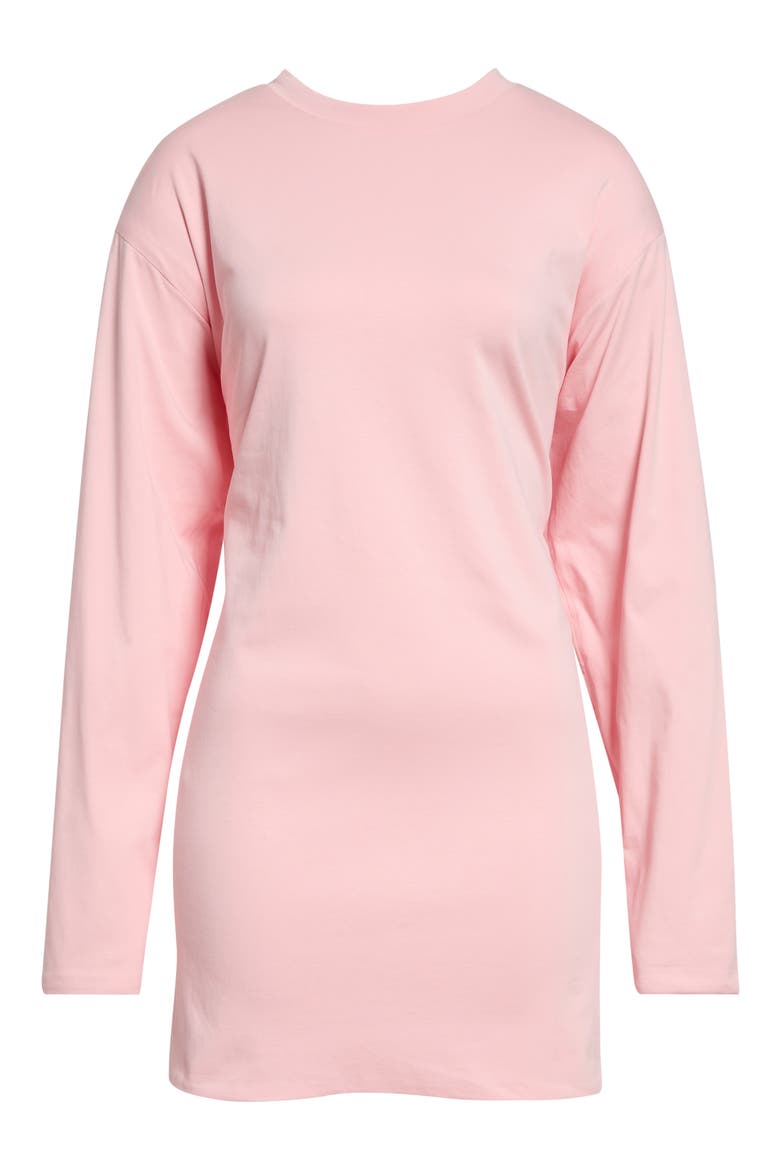 Snap Cotton T-Shirt Dress, Alternate, color, PINK