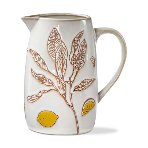 Lavender Honey Lemon Ceramic Pitcher Beverage Server Multicolor