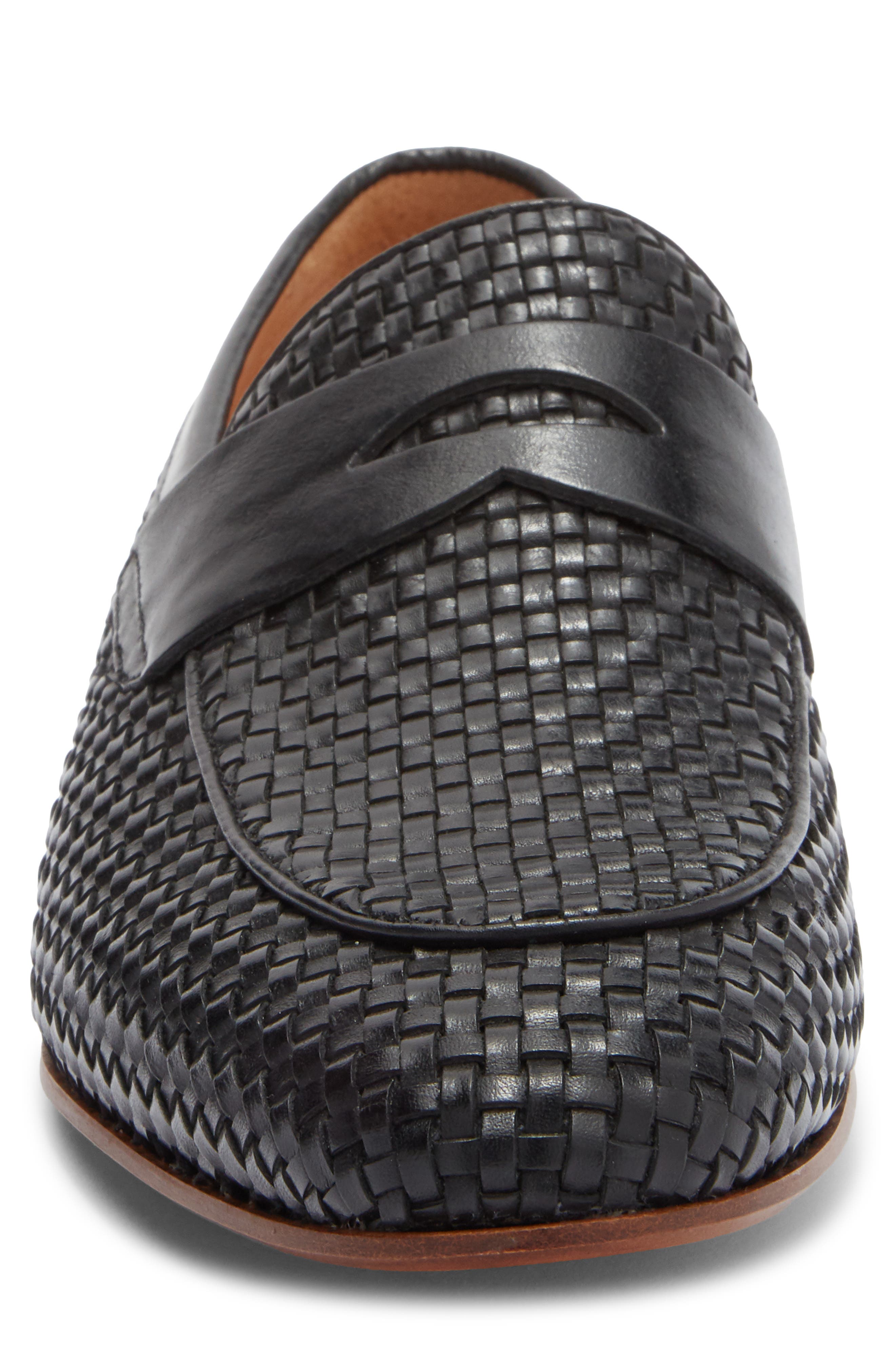 CURATORE Bodeo Woven Leather Penny Loafer, Alternate, color, Black