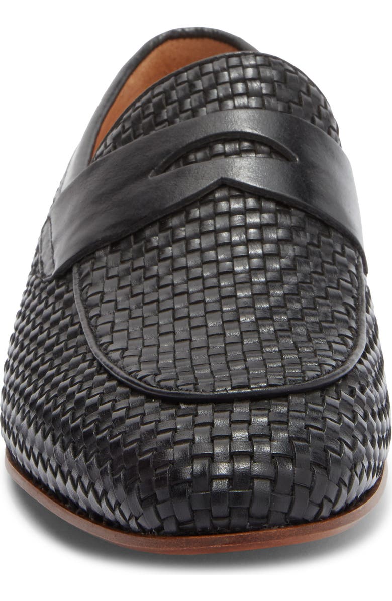 CURATORE Bodeo Woven Leather Penny Loafer, Alternate, color, Black