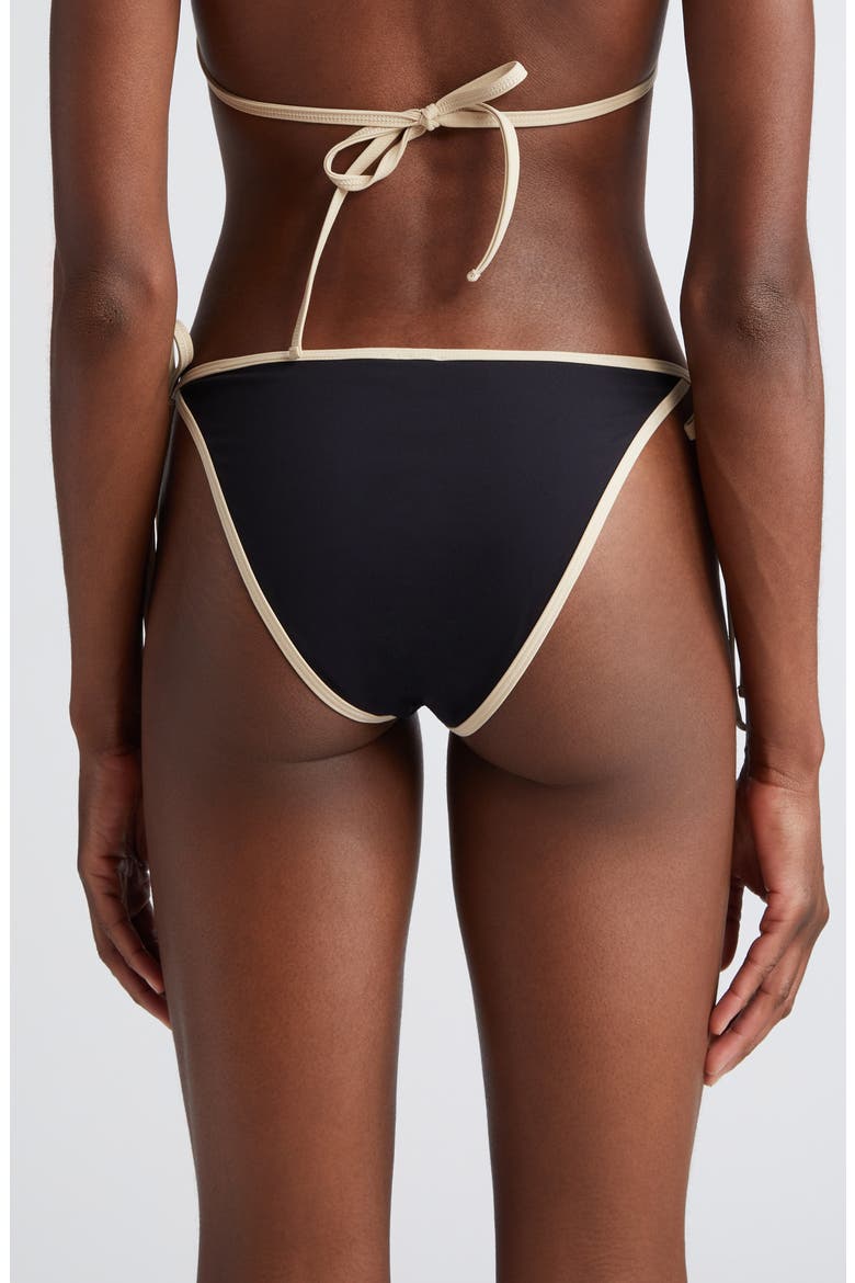 Stripe Edge Side Tie Bikini Bottoms, Alternate, color, BLACK