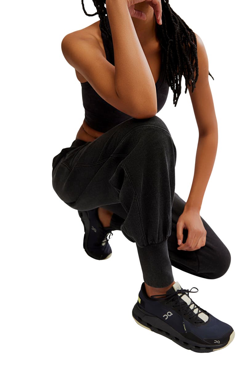 Free People Day Off Tie Waist Pants, Alternate, color, Black