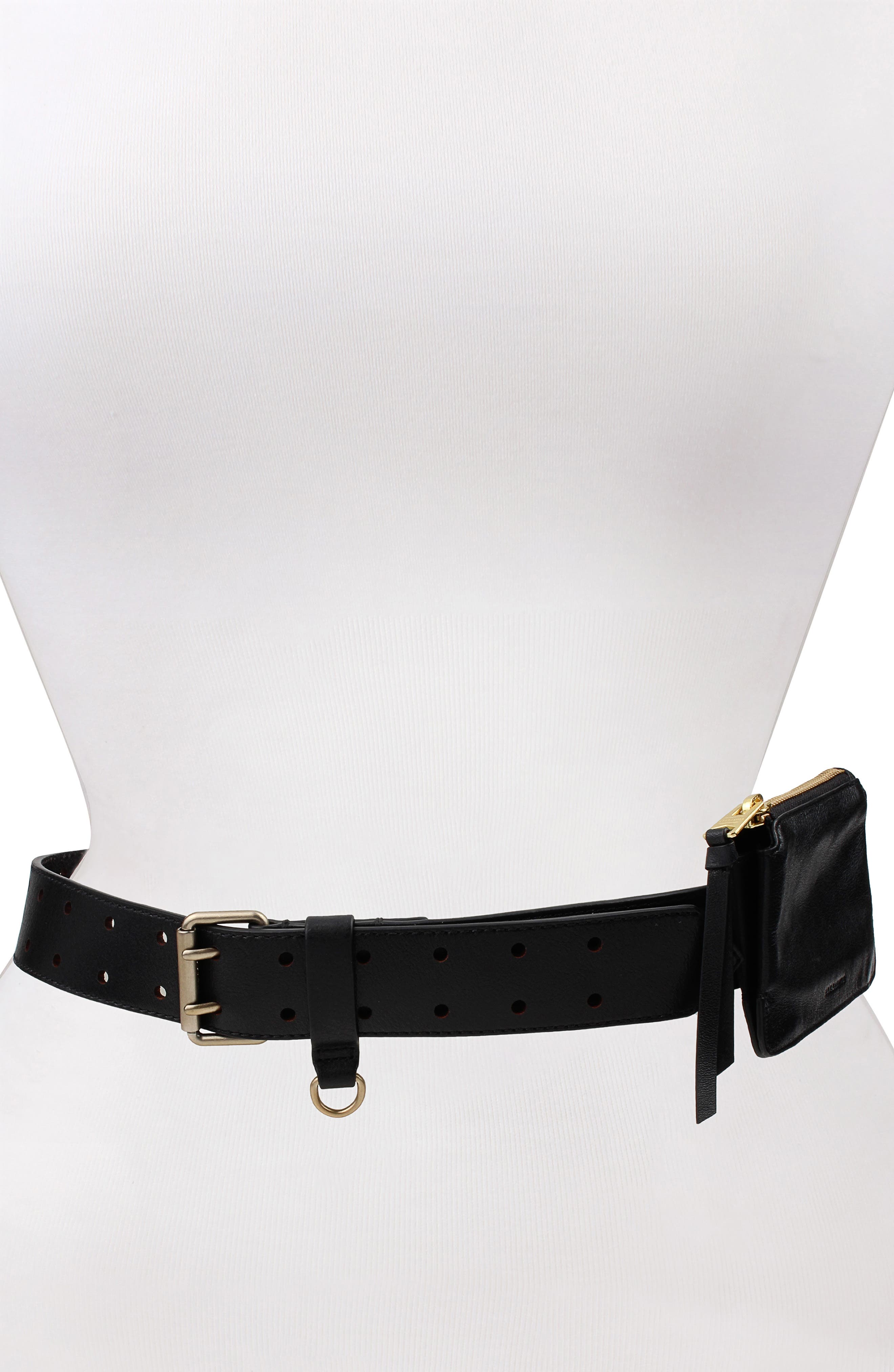 AllSaints Leather Belt Bag, Alternate, color, 