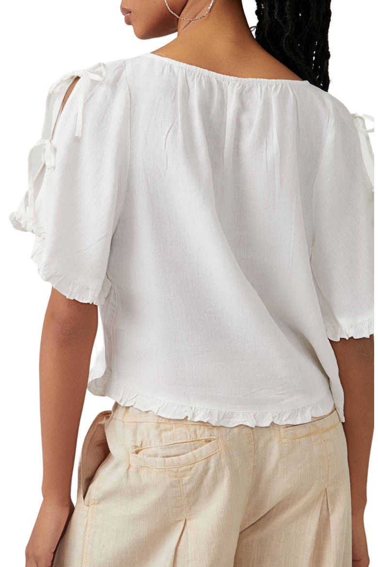 Lillia Pintuck Crop Linen Blend Top, Alternate, color, WHITE