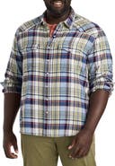Lucky Brand Big & Tall Indigo Plaid Western Sport Shirt