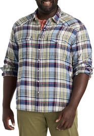 Lucky Brand Indigo Plaid Western Sport Shirt