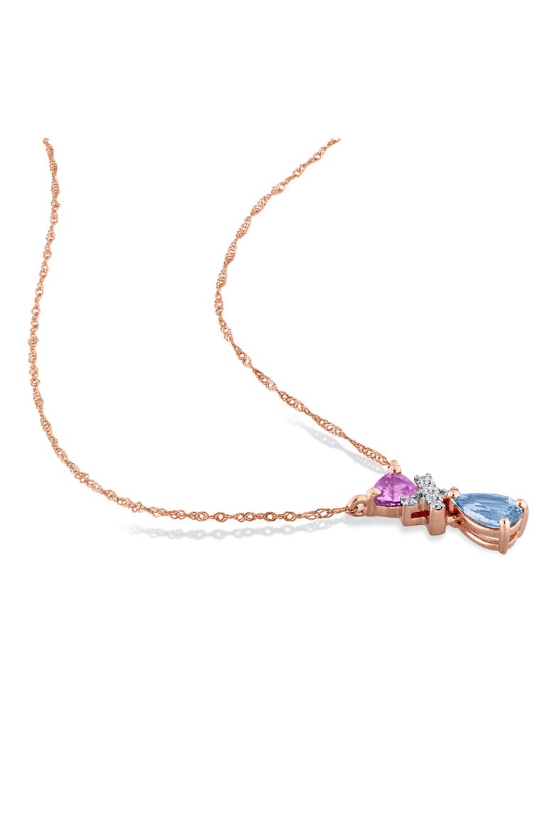 Sapphire & Diamond Drop Necklace 14k, Alternate, color, Rose Gold